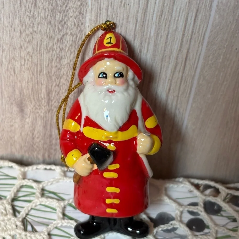 Santa Firefighter Fireman Ornament
